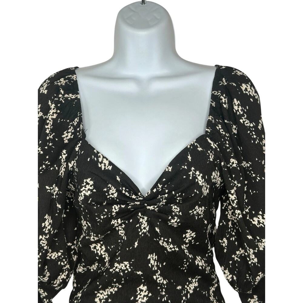 Anthropologie Sweetheart Black White Floral Peasant Boho Top - Picture 5 of 5